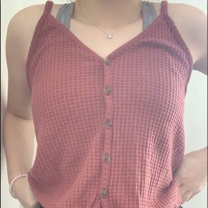 maroon tank top with buttons